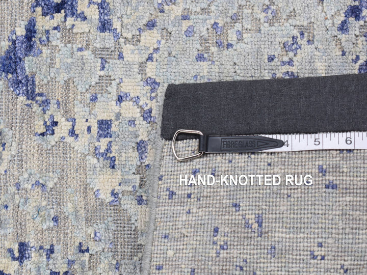 2'5" x 6'1" New Hand Knotted Grey Wool & Silk Runner Oriental Rug - MOA10287325