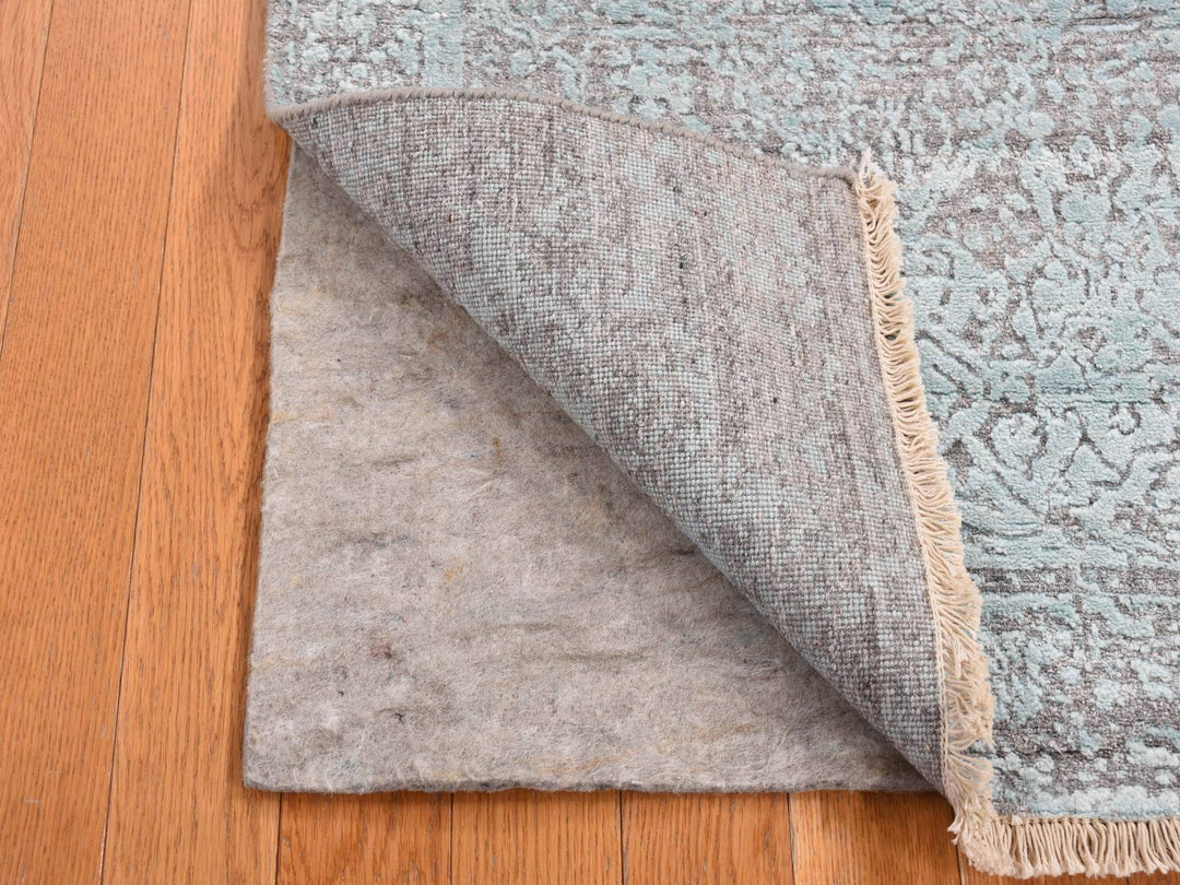 2'6" x 5'8" New Hand Knotted Green Wool & Silk Runner Oriental Rug - MOA10287329