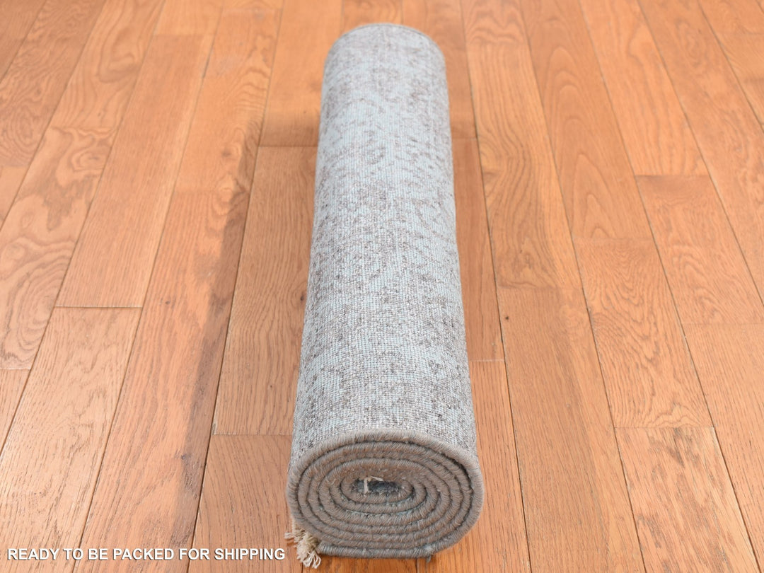 2'6" x 5'8" New Hand Knotted Green Wool & Silk Runner Oriental Rug - MOA10287329