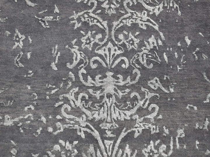 2'6" x 6'9" New Hand Knotted Grey Wool & Silk Runner Oriental Rug - MOA10287330
