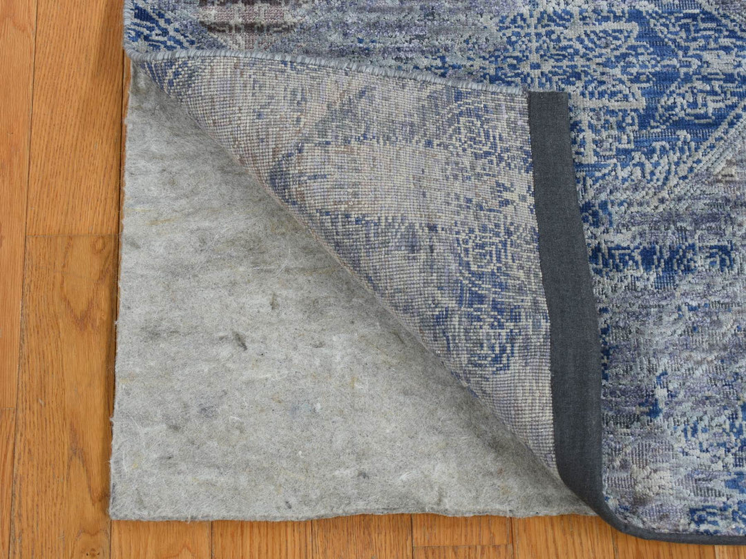 2'6" x 6'0" New Hand Knotted Blue Wool & Silk Runner Oriental Rug - MOA10287337