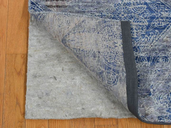 2'6" x 6'0" New Hand Knotted Blue Wool & Silk Runner Oriental Rug - MOA10287337