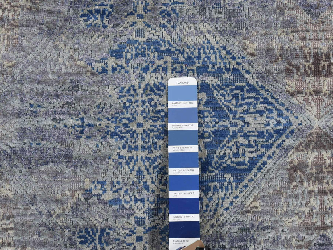 2'6" x 6'0" New Hand Knotted Blue Wool & Silk Runner Oriental Rug - MOA10287337