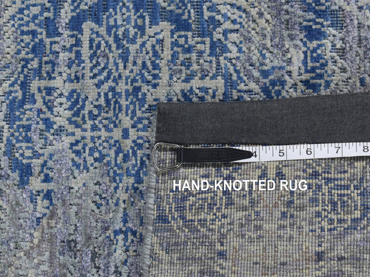 2'6" x 6'0" New Hand Knotted Blue Wool & Silk Runner Oriental Rug - MOA10287337