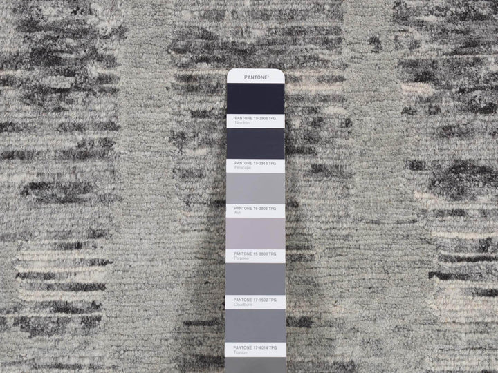 2'7" x 6'0" New Hand Knotted Grey Wool Runner Oriental Rug - MOA10287340