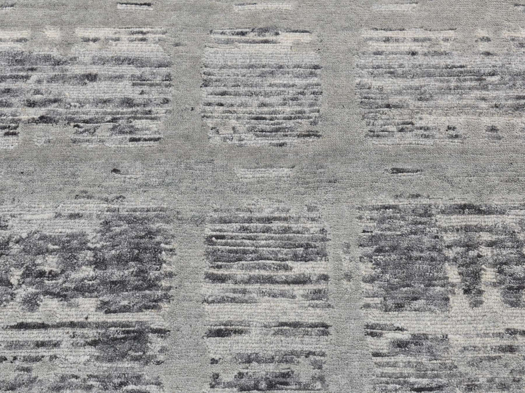 2'7" x 6'0" New Hand Knotted Grey Wool Runner Oriental Rug - MOA10287340