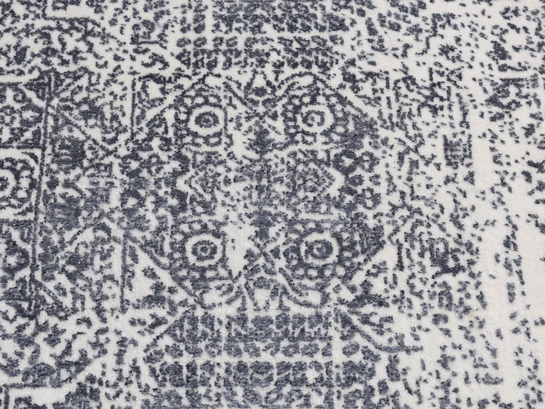 2'5" x 5'10" New Hand Loomed Black Wool & Art Silk Runner Oriental Rug - MOA10287341
