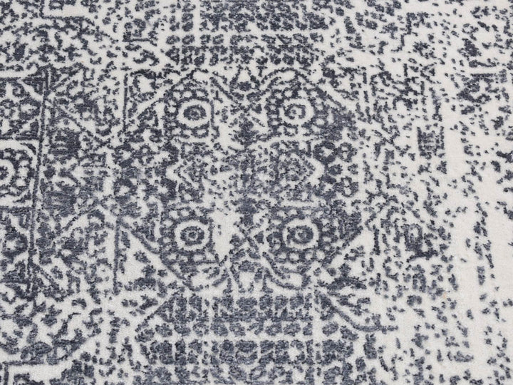 2'5" x 5'10" New Hand Loomed Black Wool & Art Silk Runner Oriental Rug - MOA10287341