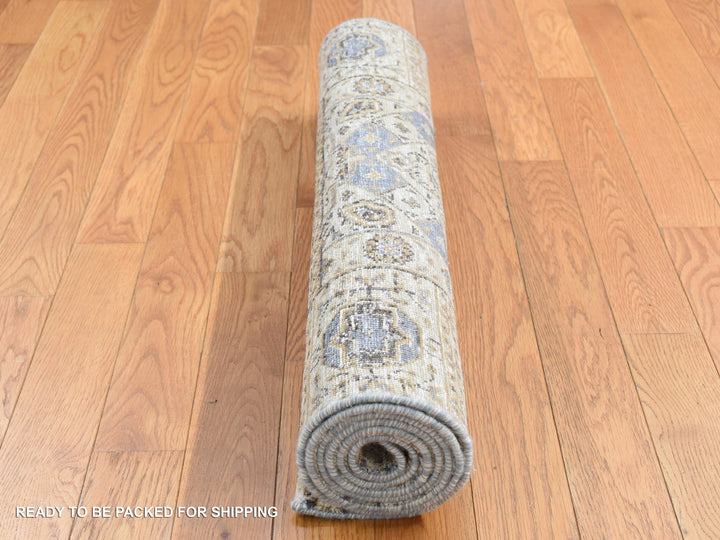 2'7" x 6'1" New Hand Knotted Brown Wool & Silk Runner Oriental Rug - MOA10287349