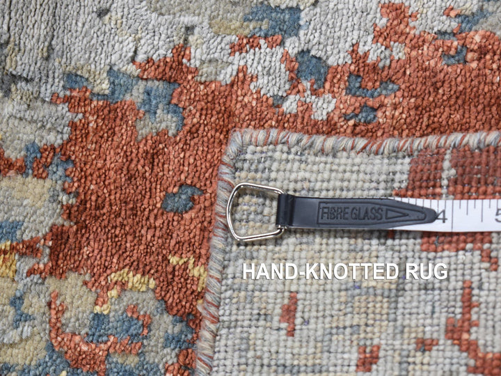 2'6" x 5'10" New Hand Knotted Orange Wool & Silk Runner Oriental Rug - MOA10287351