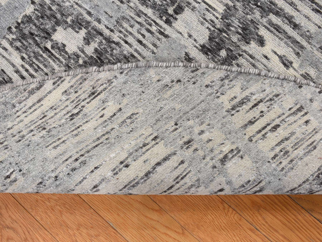 8'1" x 8'1" New Hand Knotted Grey Wool Round Oriental Rug - MOA10287357