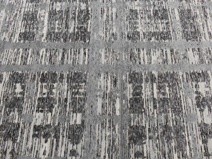8'1" x 8'1" New Hand Knotted Grey Wool Round Oriental Rug - MOA10287357