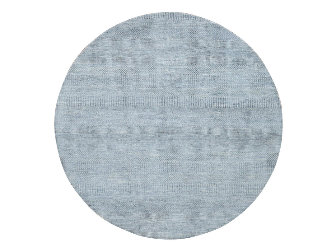 5'10" x 5'10" New Hand Knotted Grey Wool & Silk Round Oriental Rug - MOA10287371