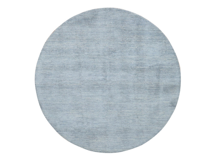 5'10" x 5'10" New Hand Knotted Grey Wool & Silk Round Oriental Rug - MOA10287371