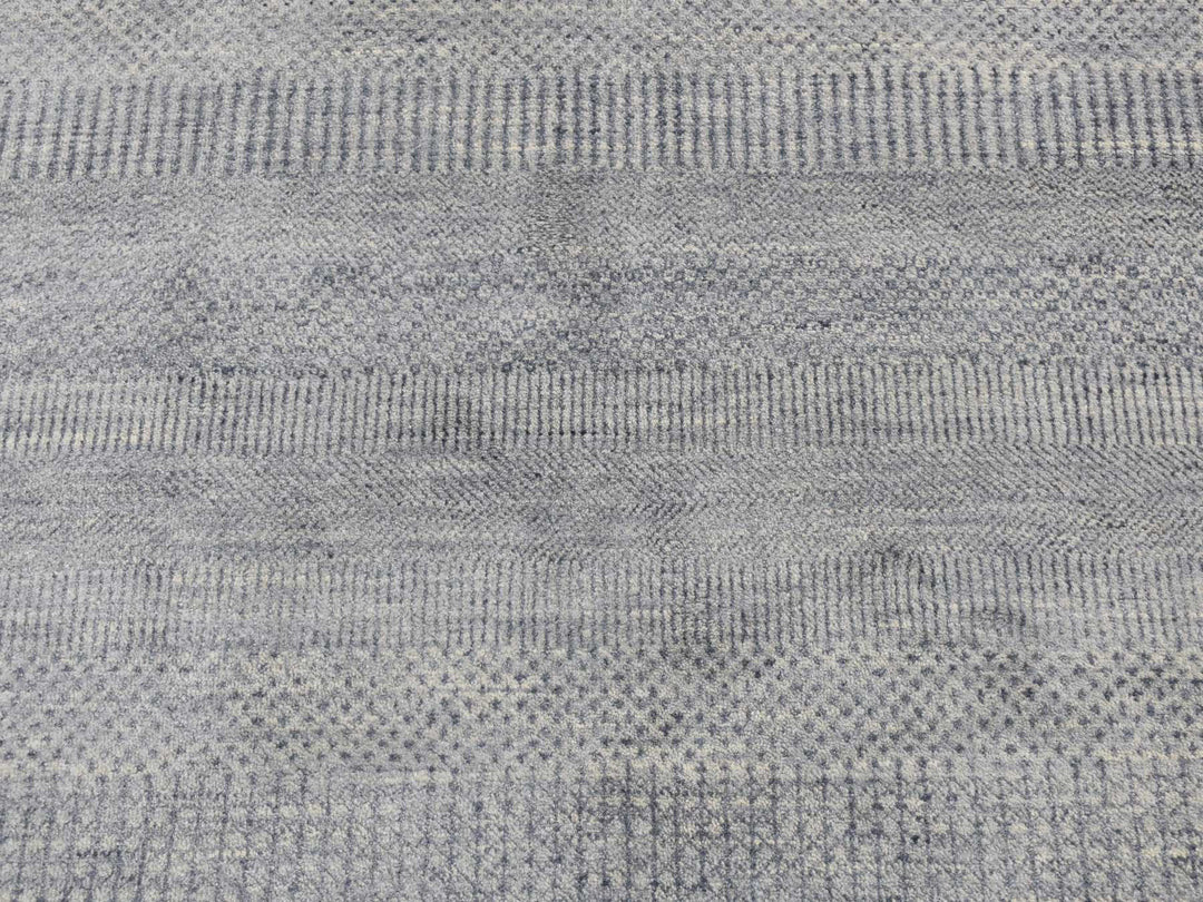 5'10" x 5'10" New Hand Knotted Grey Wool & Silk Round Oriental Rug - MOA10287371
