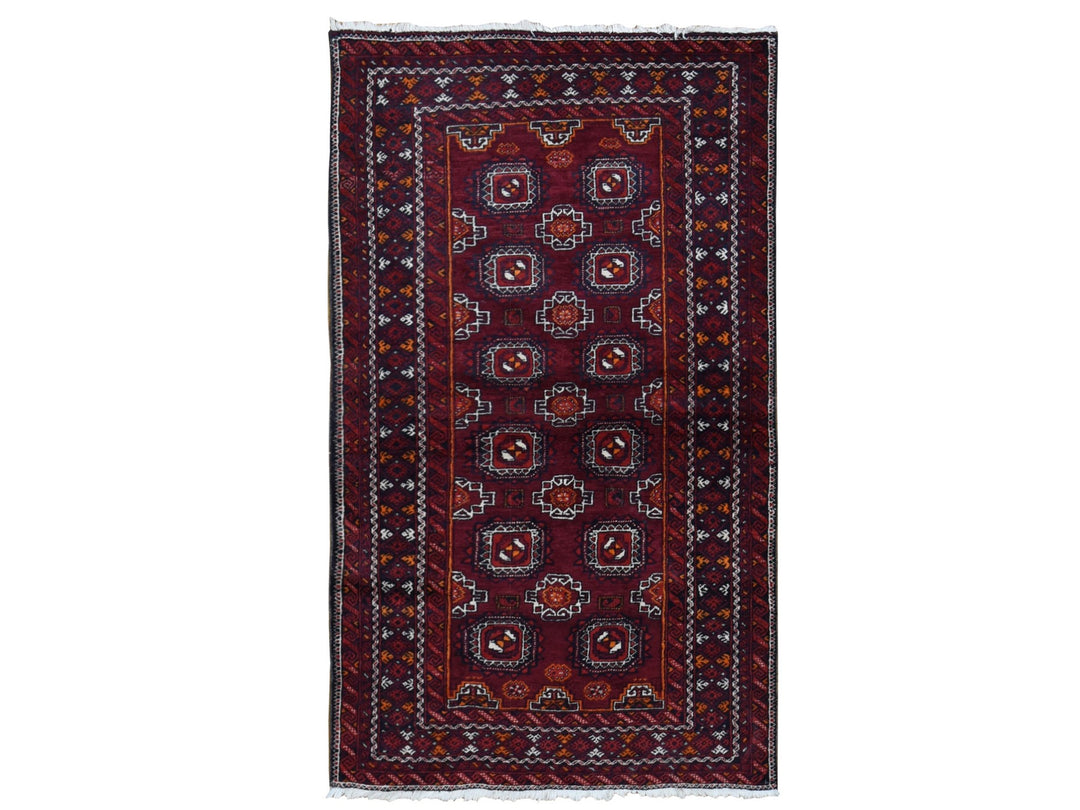 3'4" x 5'10" Vintage Hand Knotted Red Wool Rectangle Oriental Rug - MOA10287377