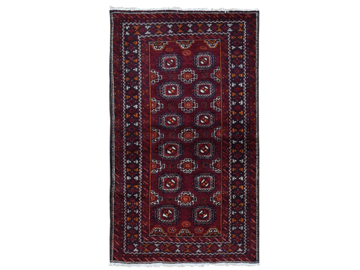 3'4" x 5'10" Vintage Hand Knotted Red Wool Rectangle Oriental Rug - MOA10287377
