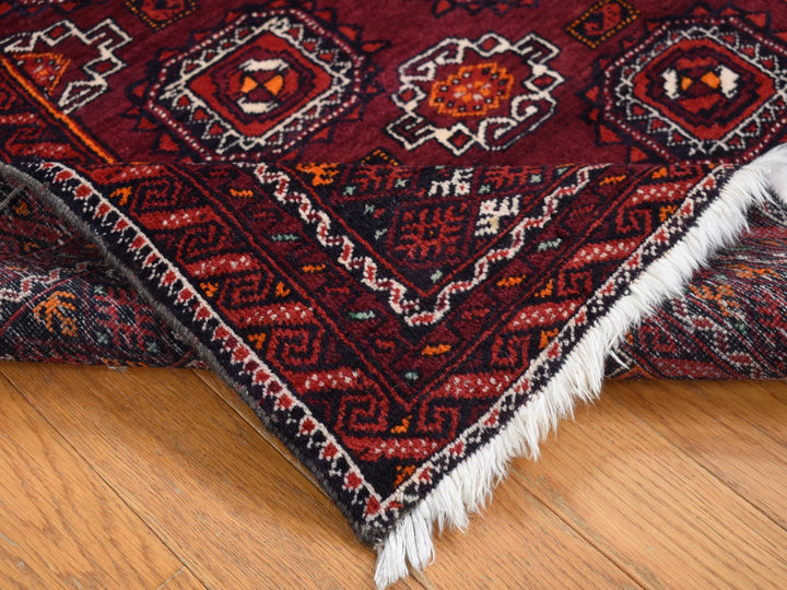 3'4" x 5'10" Vintage Hand Knotted Red Wool Rectangle Oriental Rug - MOA10287377