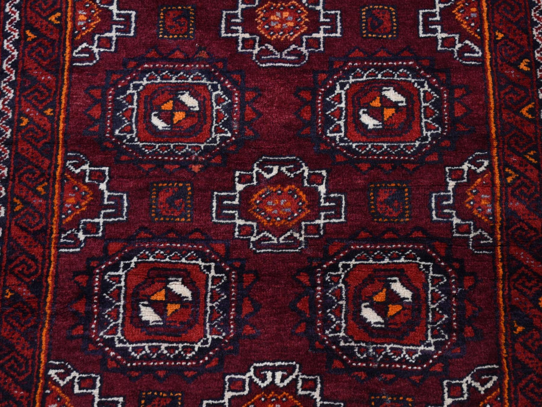 3'4" x 5'10" Vintage Hand Knotted Red Wool Rectangle Oriental Rug - MOA10287377