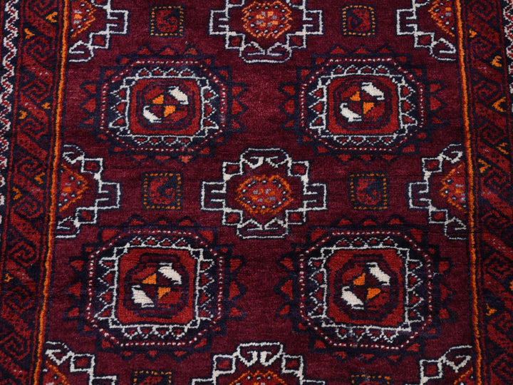 3'4" x 5'10" Vintage Hand Knotted Red Wool Rectangle Oriental Rug - MOA10287377