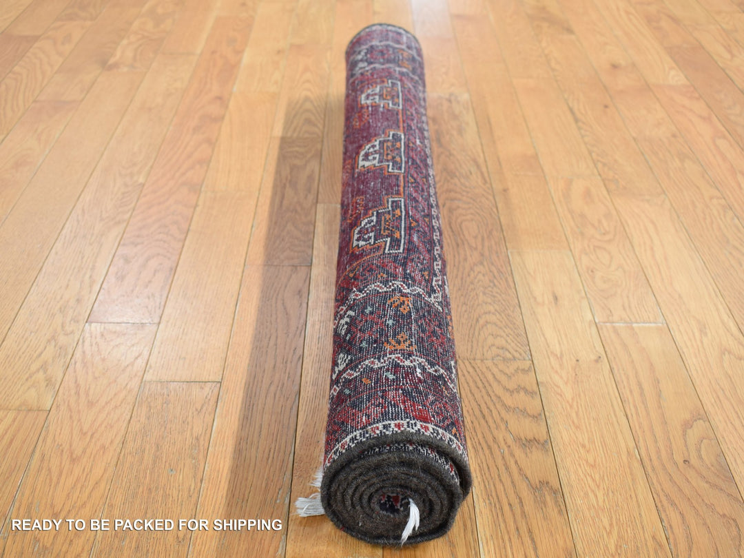 3'4" x 5'10" Vintage Hand Knotted Red Wool Rectangle Oriental Rug - MOA10287377