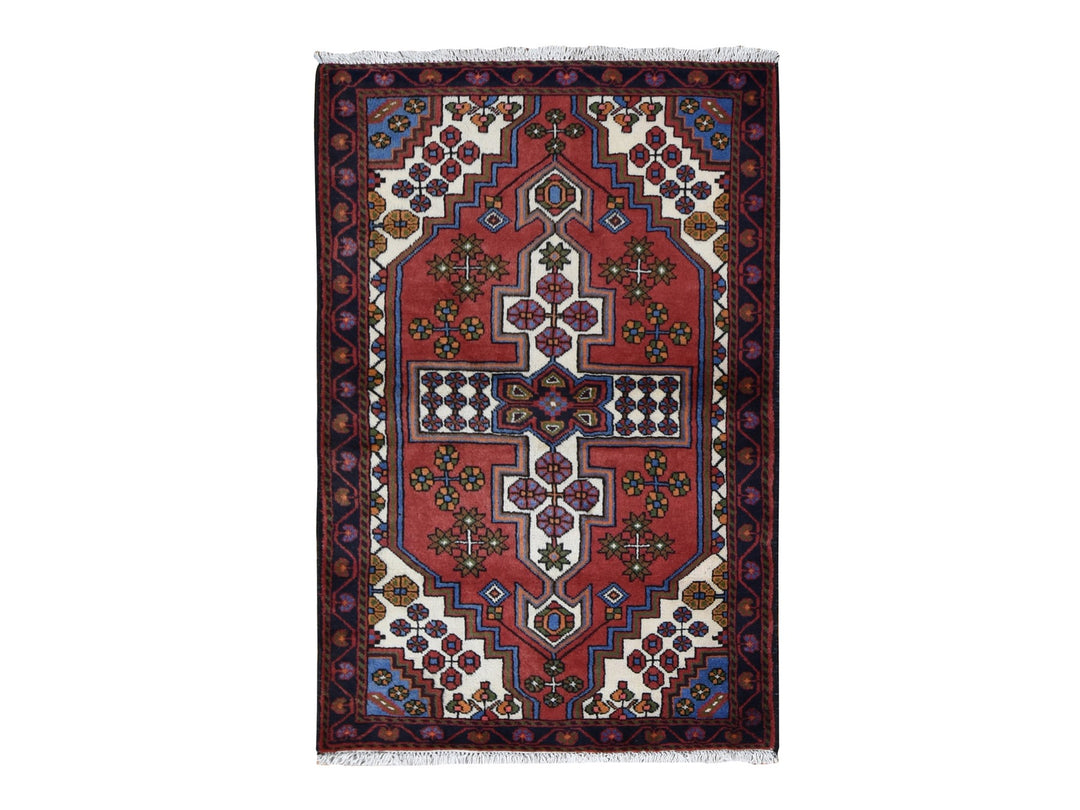 3'5" x 5'3" New Hand Knotted Red Wool Rectangle Oriental Rug - MOA10287379