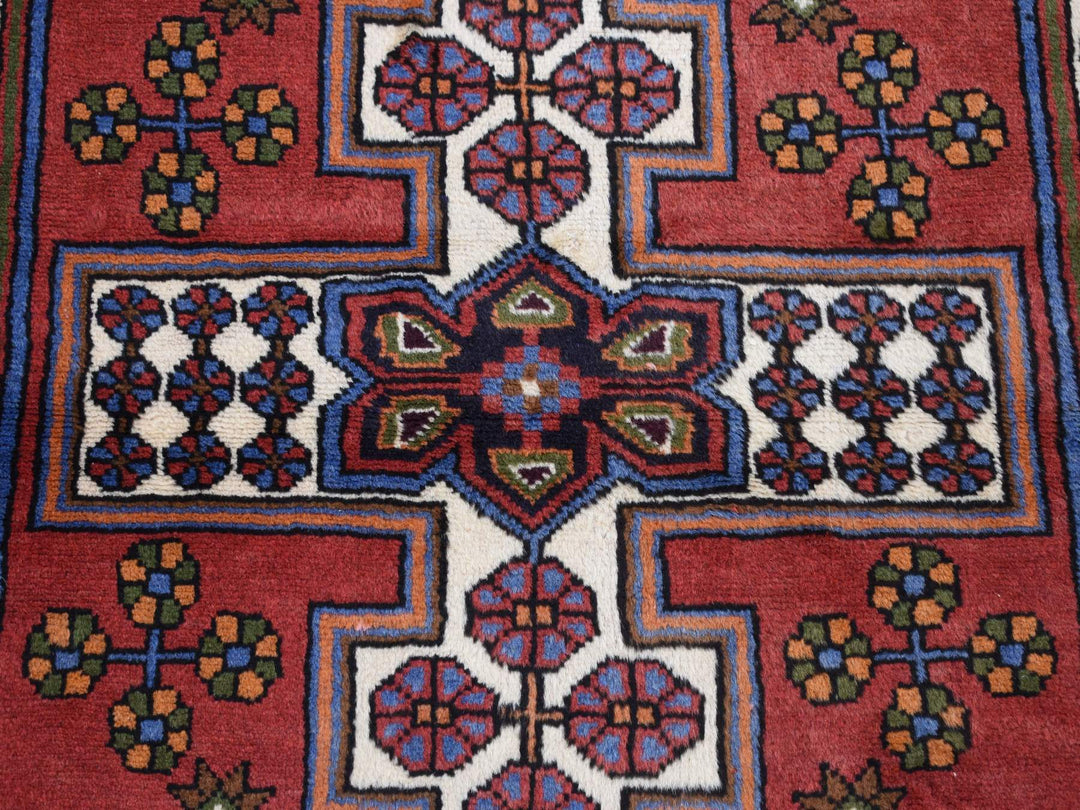 3'5" x 5'3" New Hand Knotted Red Wool Rectangle Oriental Rug - MOA10287379