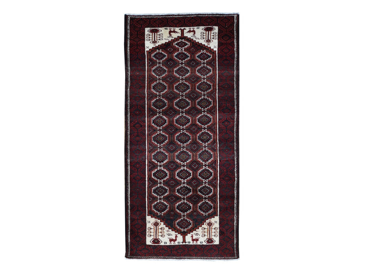 3'8" x 8'0" Vintage Hand Knotted Red Wool Runner Oriental Rug - MOA10287385