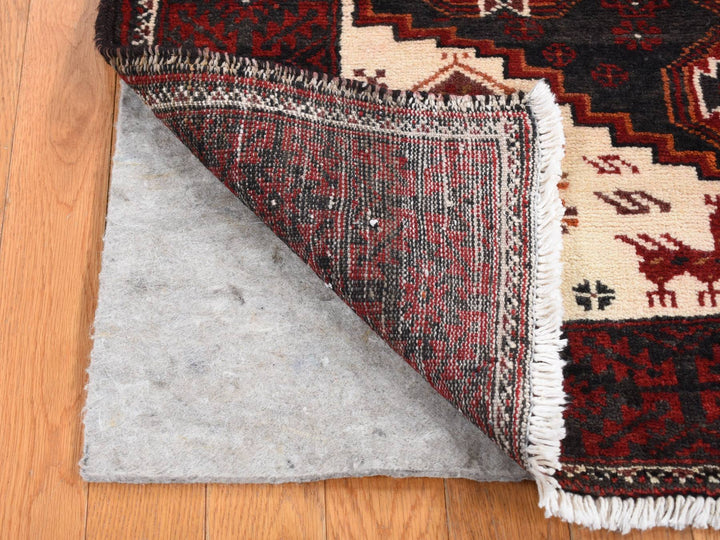 3'8" x 8'0" Vintage Hand Knotted Red Wool Runner Oriental Rug - MOA10287385