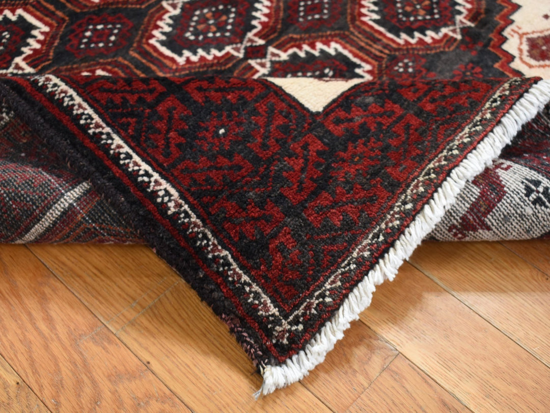 3'8" x 8'0" Vintage Hand Knotted Red Wool Runner Oriental Rug - MOA10287385