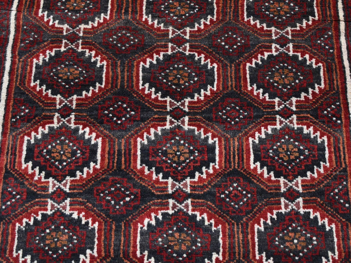 3'8" x 8'0" Vintage Hand Knotted Red Wool Runner Oriental Rug - MOA10287385