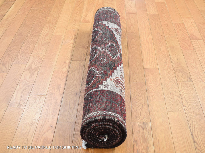 3'8" x 8'0" Vintage Hand Knotted Red Wool Runner Oriental Rug - MOA10287385