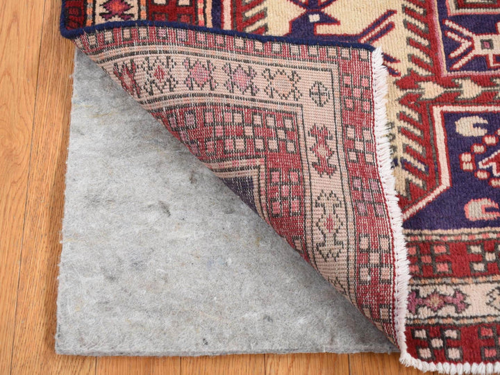 3'8" x 10'0" Vintage Hand Knotted Blue Wool Runner Oriental Rug - MOA10287386