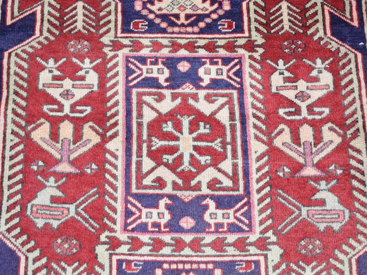 3'8" x 10'0" Vintage Hand Knotted Blue Wool Runner Oriental Rug - MOA10287386