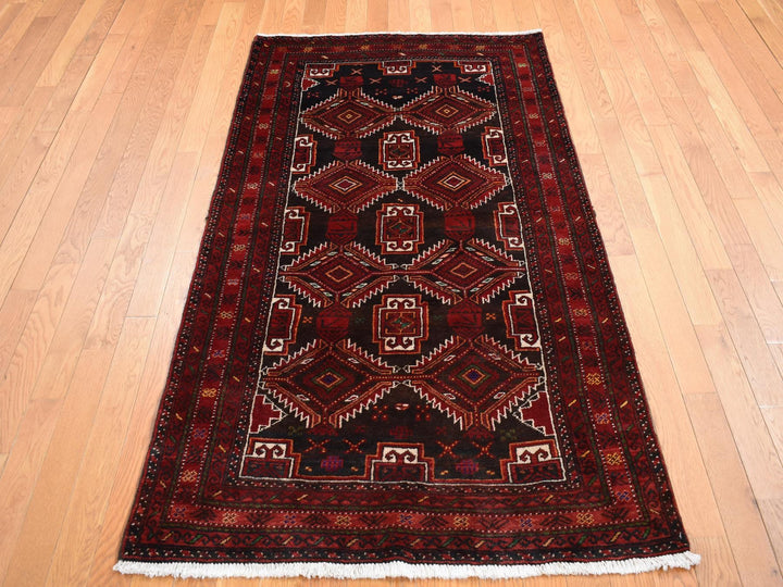 3'7" x 6'5" Vintage Hand Knotted Brown Wool Rectangle Oriental Rug - MOA10287392