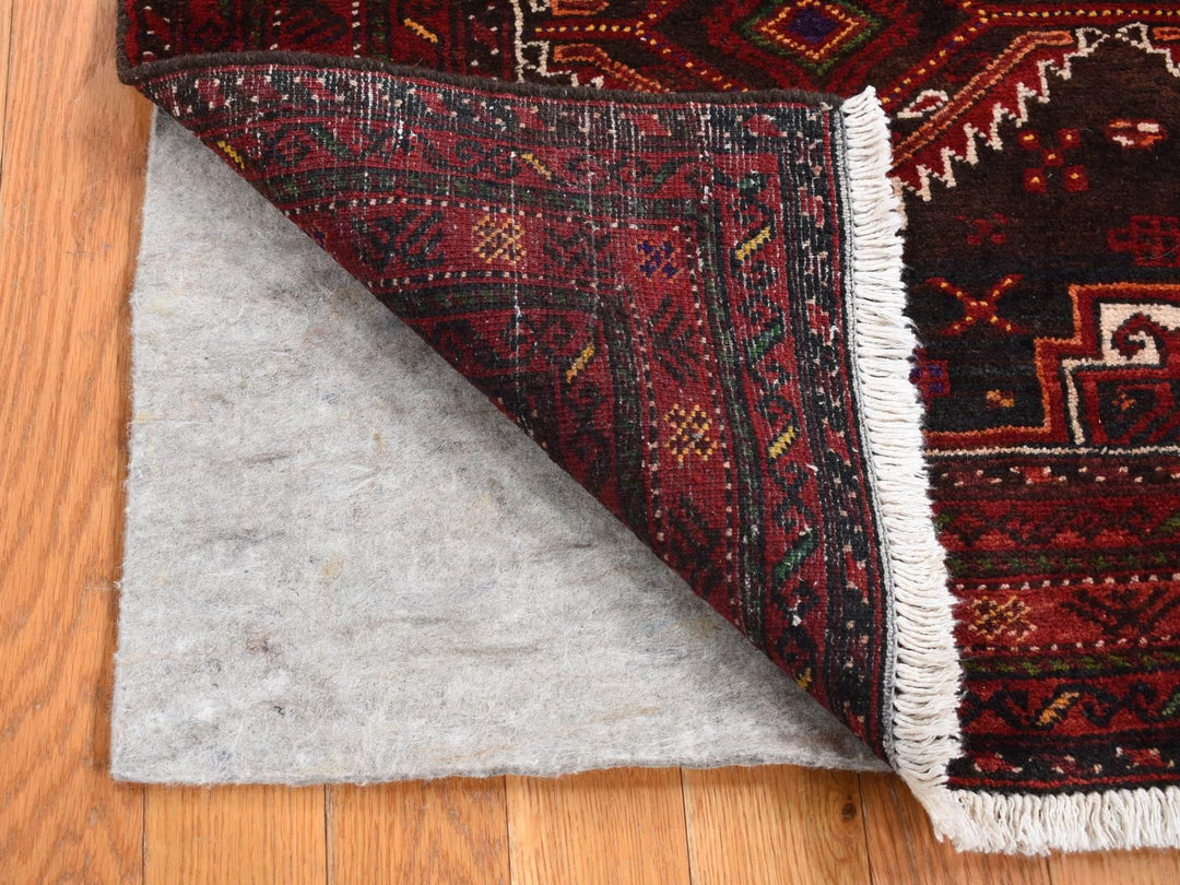 3'7" x 6'5" Vintage Hand Knotted Brown Wool Rectangle Oriental Rug - MOA10287392