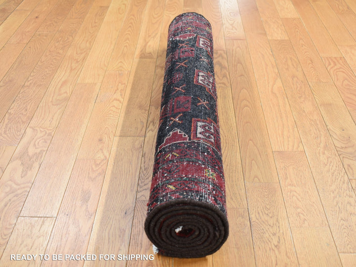 3'7" x 6'5" Vintage Hand Knotted Brown Wool Rectangle Oriental Rug - MOA10287392