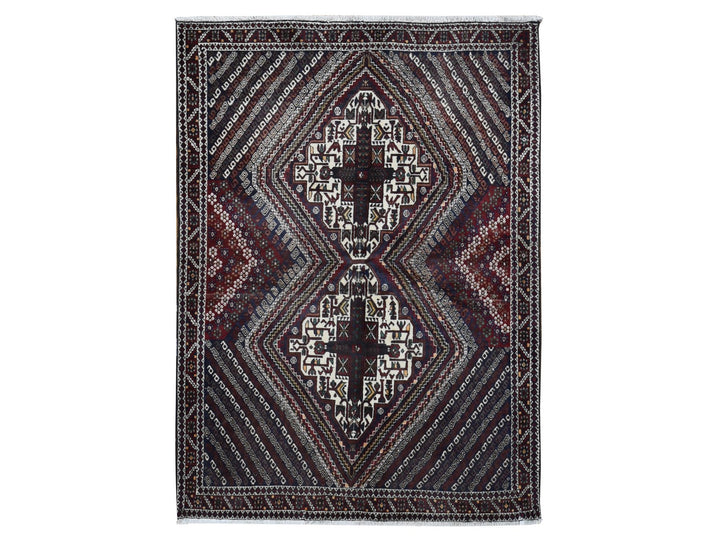 4'1" x 5'9" Vintage Hand Knotted Blue Wool Rectangle Oriental Rug - MOA10287399