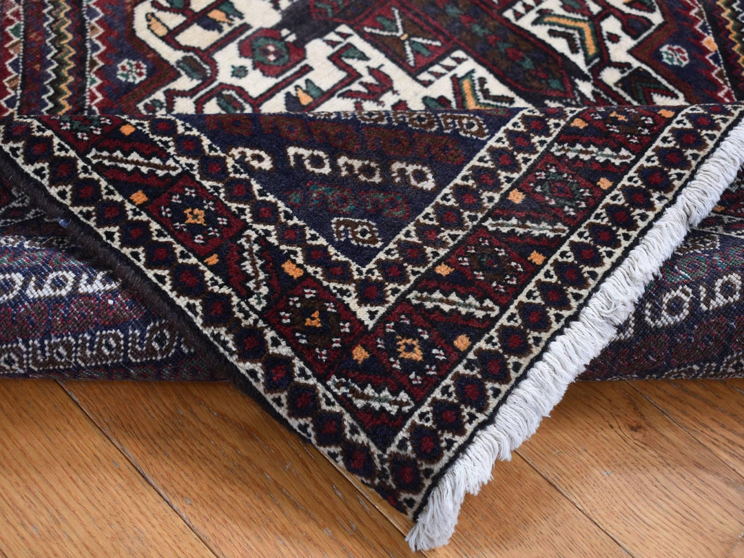 4'1" x 5'9" Vintage Hand Knotted Blue Wool Rectangle Oriental Rug - MOA10287399