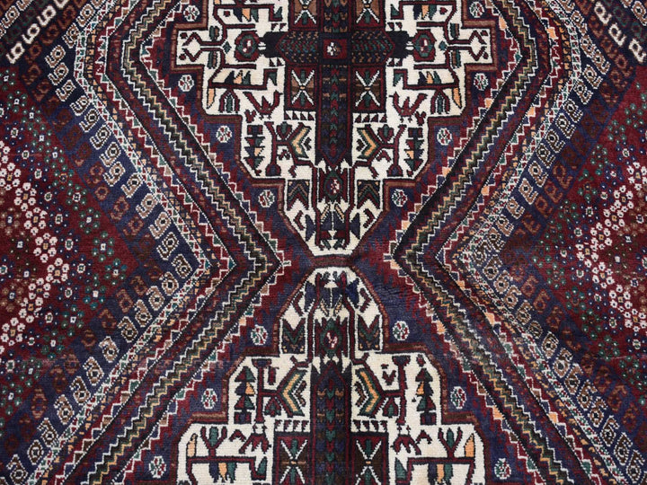 4'1" x 5'9" Vintage Hand Knotted Blue Wool Rectangle Oriental Rug - MOA10287399