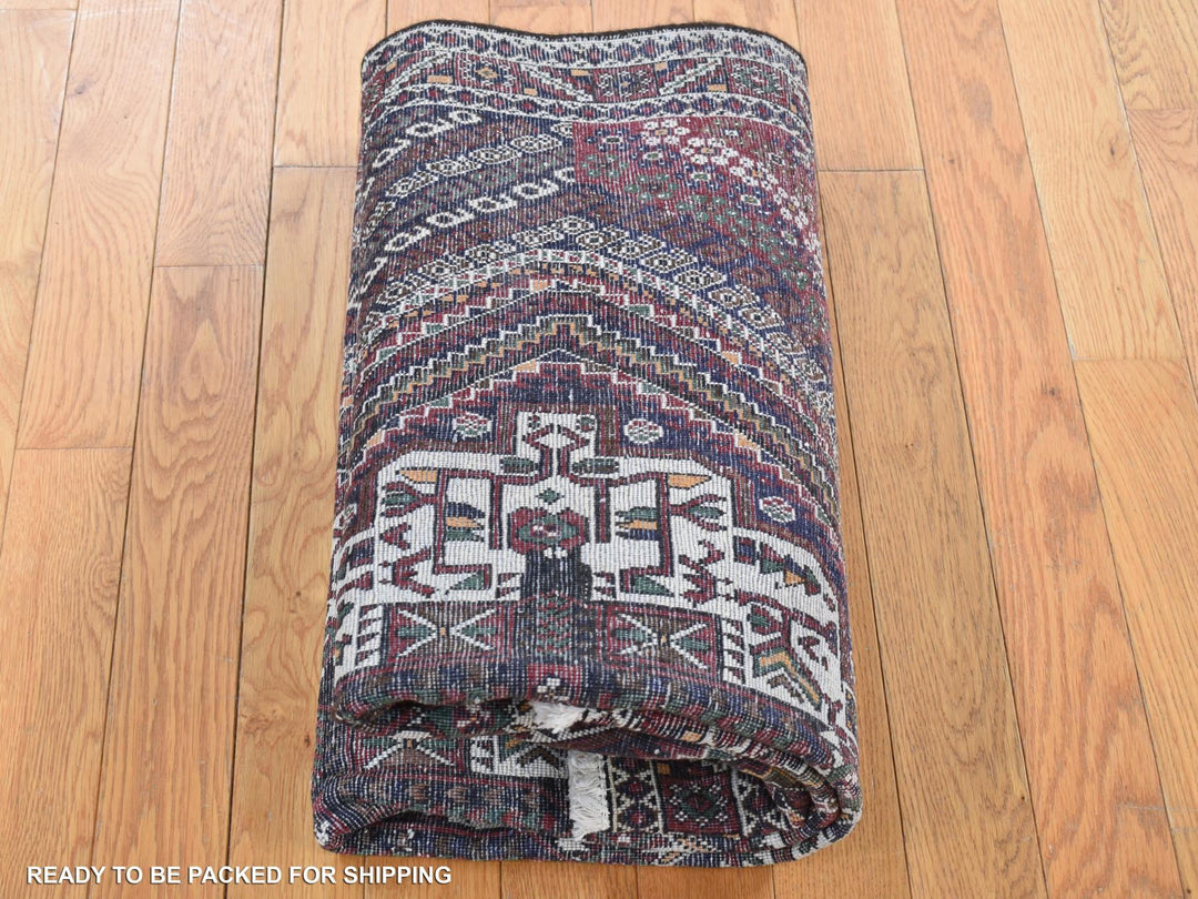 4'1" x 5'9" Vintage Hand Knotted Blue Wool Rectangle Oriental Rug - MOA10287399