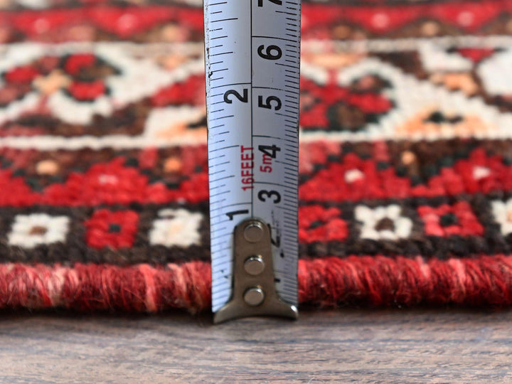 3'9" x 5'1" Vintage Hand Knotted Red Wool Rectangle Oriental Rug - MOA102873