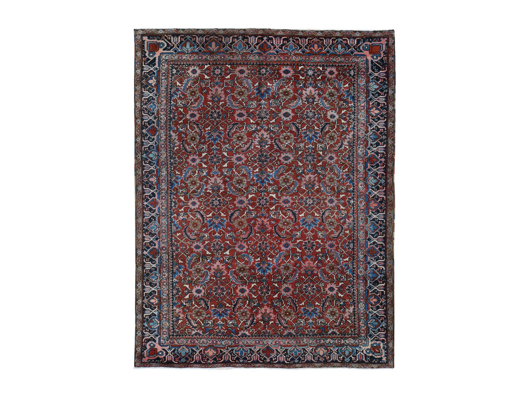 7'3" x 9'7" Vintage Hand Knotted Red Wool Rectangle Oriental Rug - MOA10287401