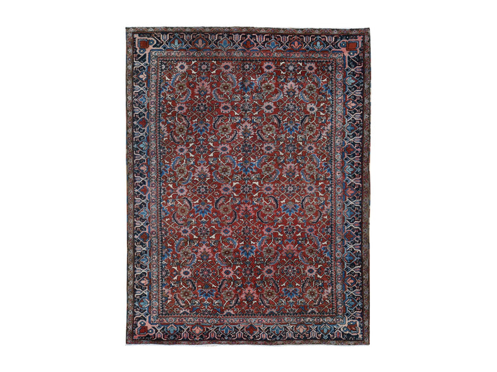 7'3" x 9'7" Vintage Hand Knotted Red Wool Rectangle Oriental Rug - MOA10287401