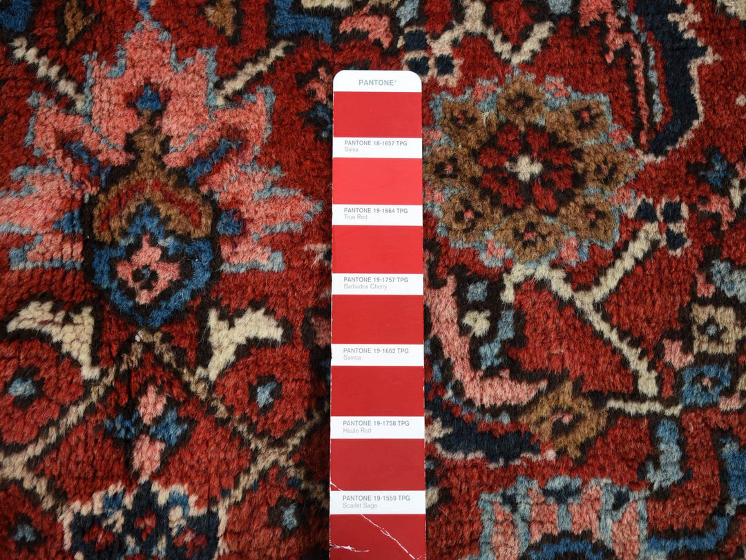 7'3" x 9'7" Vintage Hand Knotted Red Wool Rectangle Oriental Rug - MOA10287401