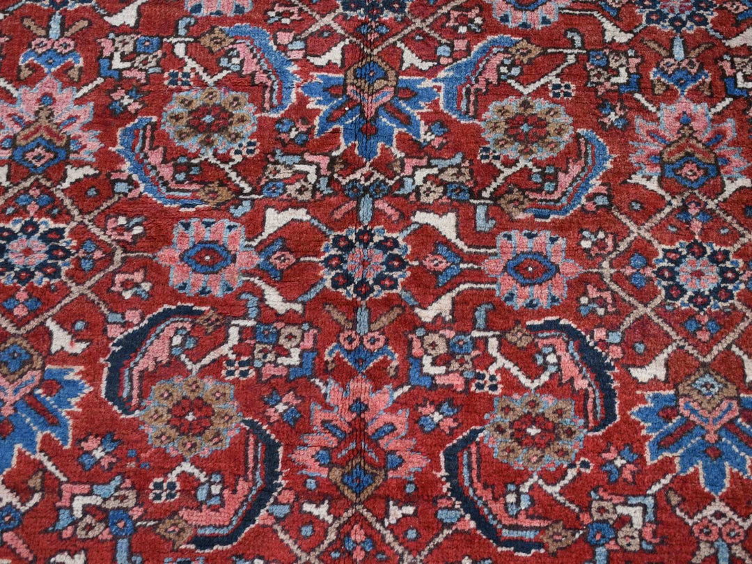 7'3" x 9'7" Vintage Hand Knotted Red Wool Rectangle Oriental Rug - MOA10287401