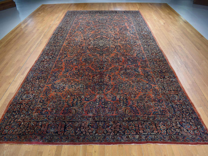 10'6" x 19'3" Vintage Hand Knotted Red Wool Rectangle Oriental Rug - MOA10287403