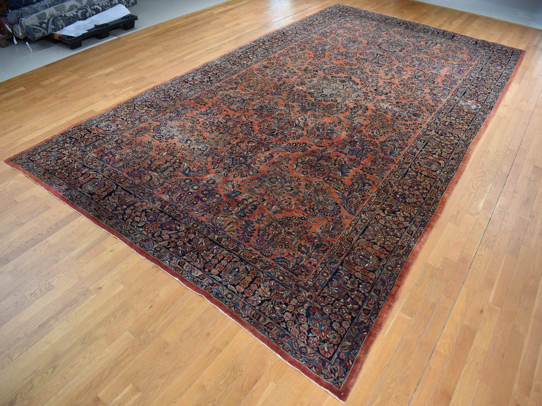 10'6" x 19'3" Vintage Hand Knotted Red Wool Rectangle Oriental Rug - MOA10287403