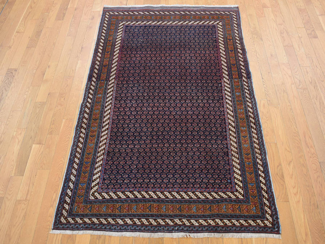 4'4" x 6'10" Vintage Hand Knotted Blue Wool Rectangle Oriental Rug - MOA10287404