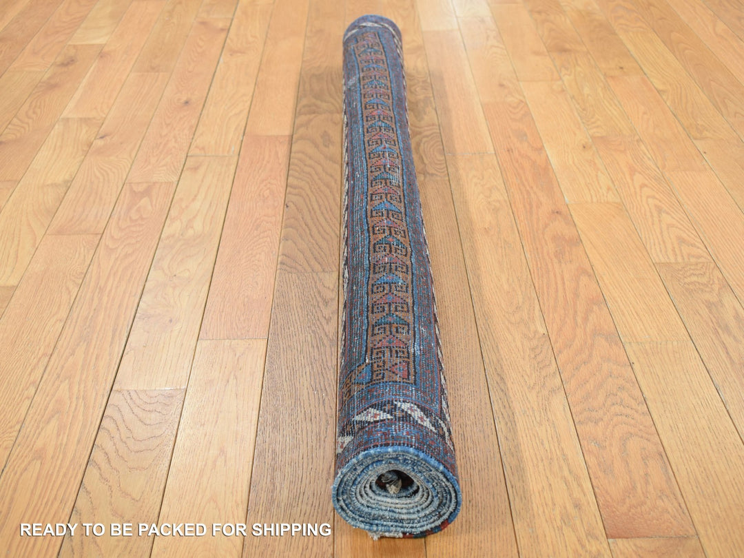 4'4" x 6'10" Vintage Hand Knotted Blue Wool Rectangle Oriental Rug - MOA10287404